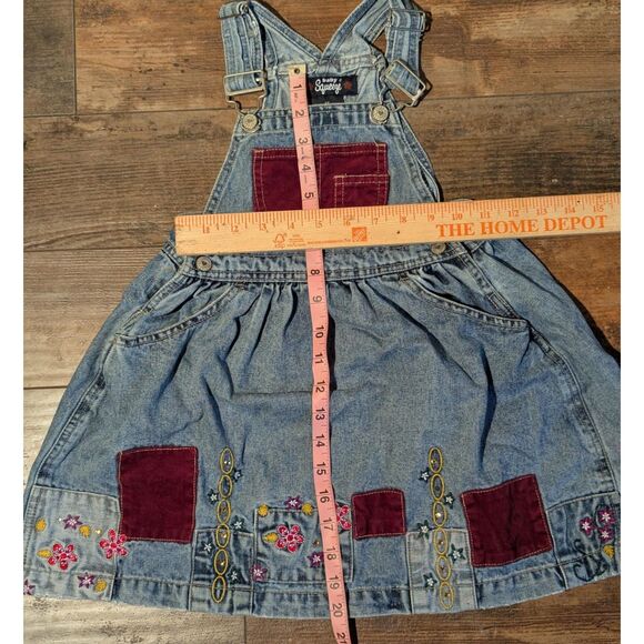 Baby Squeeze Vintage Denim Jean Overall Dress 4T Embroidered Patches Y2K - Picture 4 of 4
